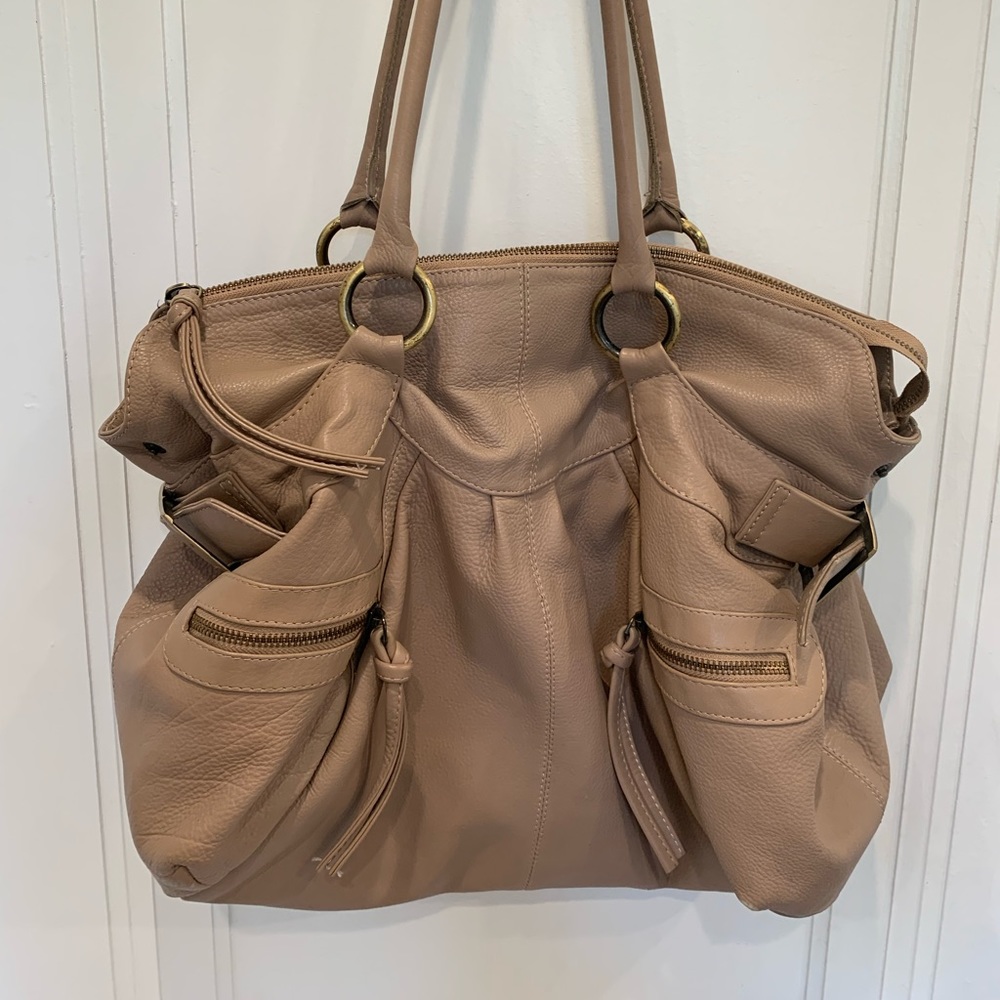 Neutral taupe leather bag/tote  Bloomingdale’s
